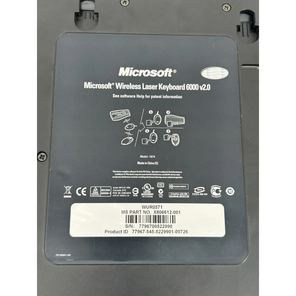 Microsoft Wireless Laser Keyboard 6000 v2.0 Ergonomic No Dongle - Nice Condition